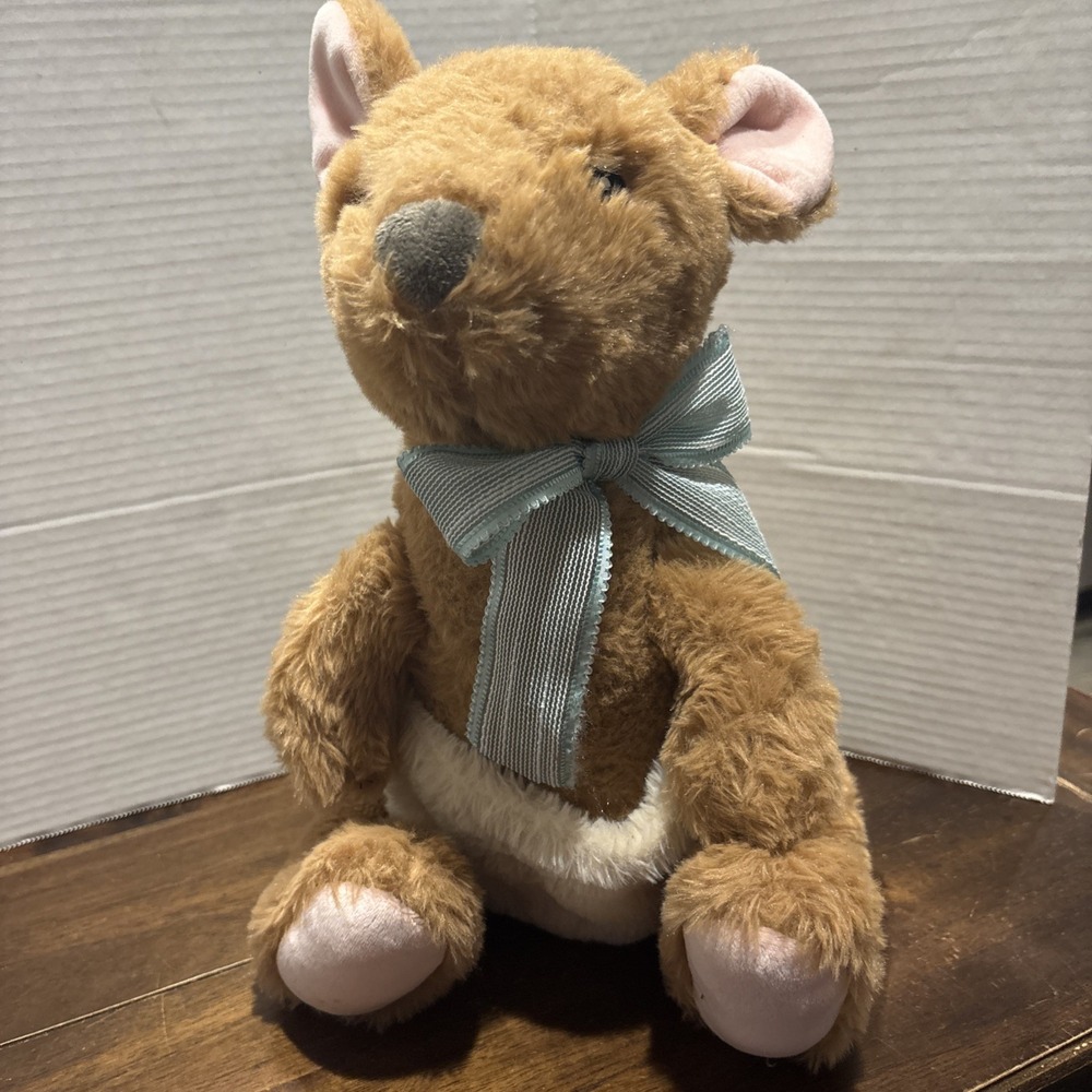 Walmart‎ Large Kangaroo Plush Blue Ribbon Mom Pouch Stuffed 14"